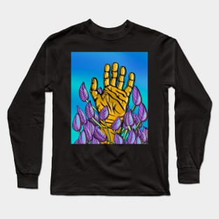 Abstract hand with purple leaves Long Sleeve T-Shirt